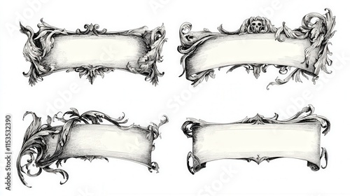 Obraz na płótnie Ornate Decorative Border Designs with Blank Space for Text w salonie