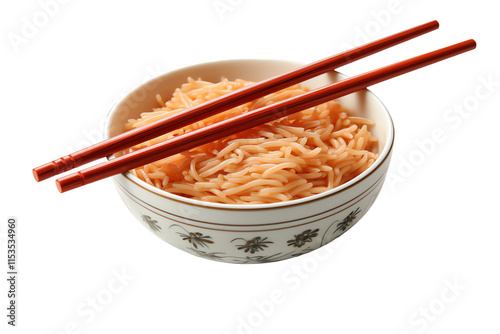 a bowl of noodles with chopsticks photo