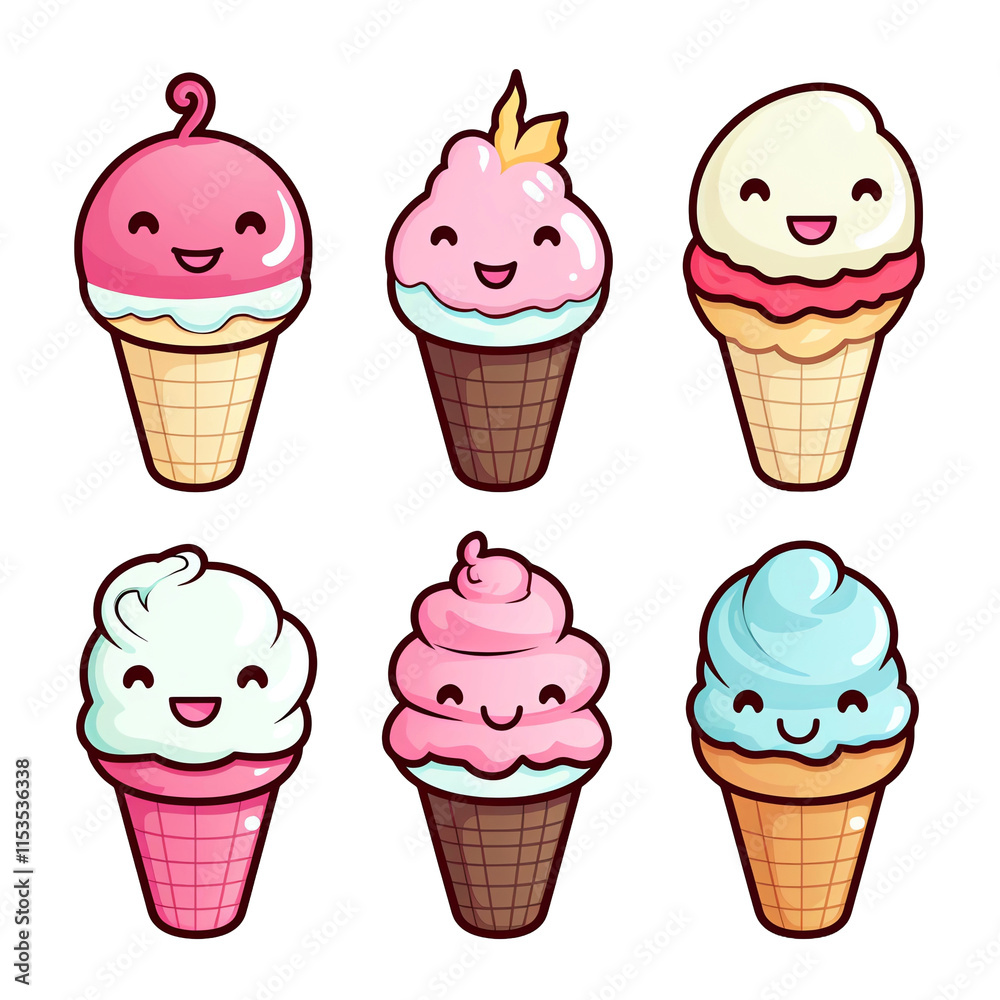 a group of ice cream cones a group of ice cream cones