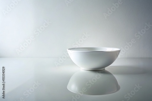Minimalist White Bowl on White Table - Clean Modern Still Life Photography
