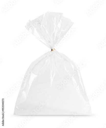One empty plastic bag isolated on white