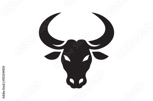 Bold Bull Head Silhouette Logo Design