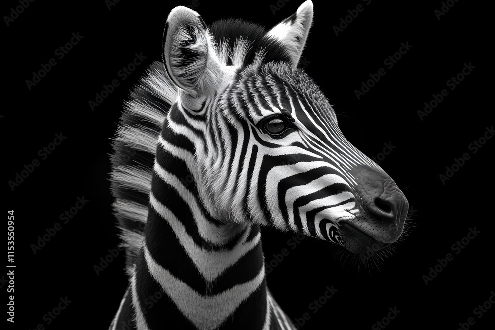 Fototapeta premium Zebra in black and white showcasing striking patterns and textures