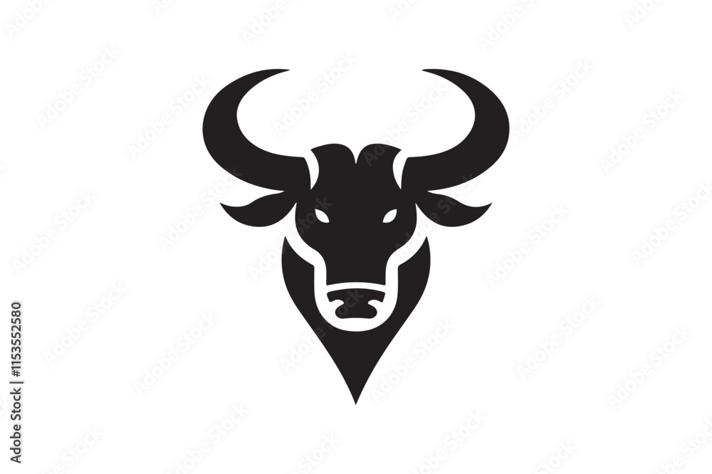 Bold Bull Head Silhouette Logo Design Bold Bull Head Silhouette Logo Design