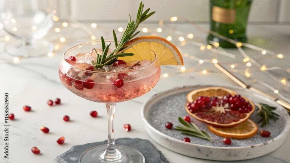cocktail with lemon and pomegranate background cocktail with lemon and pomegranate background