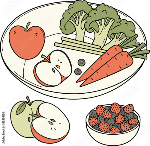 Adobe IllFood and Fruit Vector - Healthy Fresh Fruits Illustration,ustrator Artwork photo