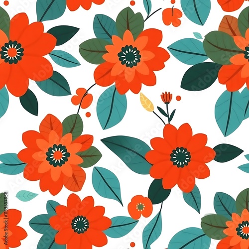 Red Floral Seamless Pattern: Vibrant and energetic, this pattern captures the beauty of blooming flowers, perfect for adding a touch of nature and freshness to any design.  