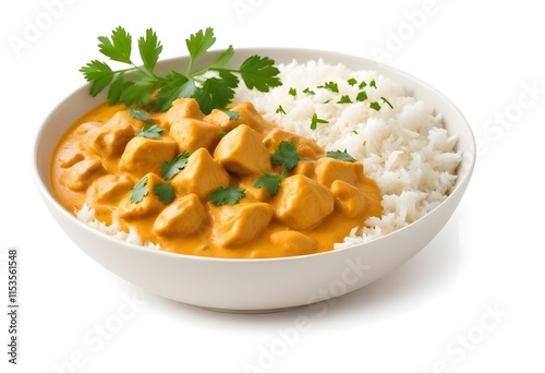 Wallpaper Mural A bowl of creamy chicken curry with rice garnished Torontodigital.ca