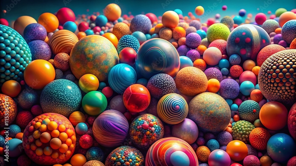 Fototapeta premium Panoramic Abstract Sphere Arrangement: Colorful Geometric Art Background