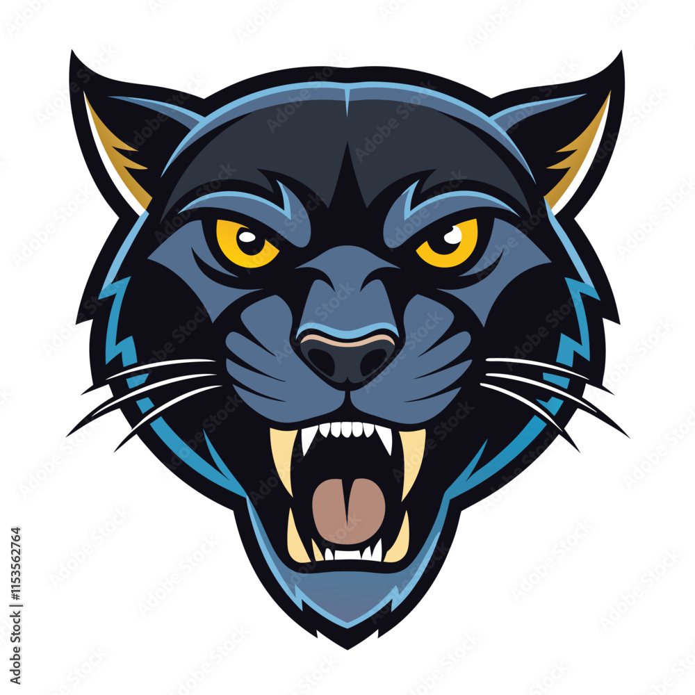 Black leopard, panther head - vector cut out silhouette in circle Black leopard, panther head - vector cut out silhouette in circle