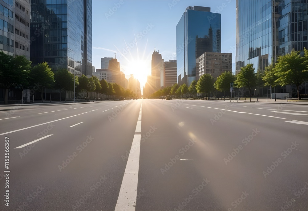 A city street with tall modern skys crapers A city street with tall modern skys crapers