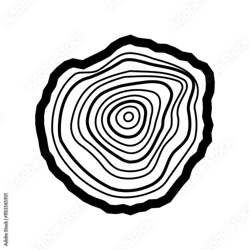 Wooden Ring. Round cut wood. Vector linear texture of wood grain