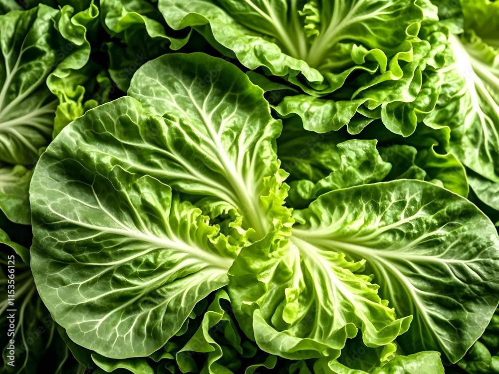 Fototapeta premium Close-up of Fresh Green Lettuce Leaves