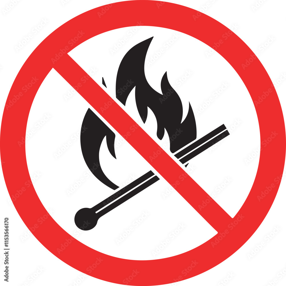 No Fire Allowed Sign - Prohibiting Matches and Flames No Fire Allowed Sign - Prohibiting Matches and Flames