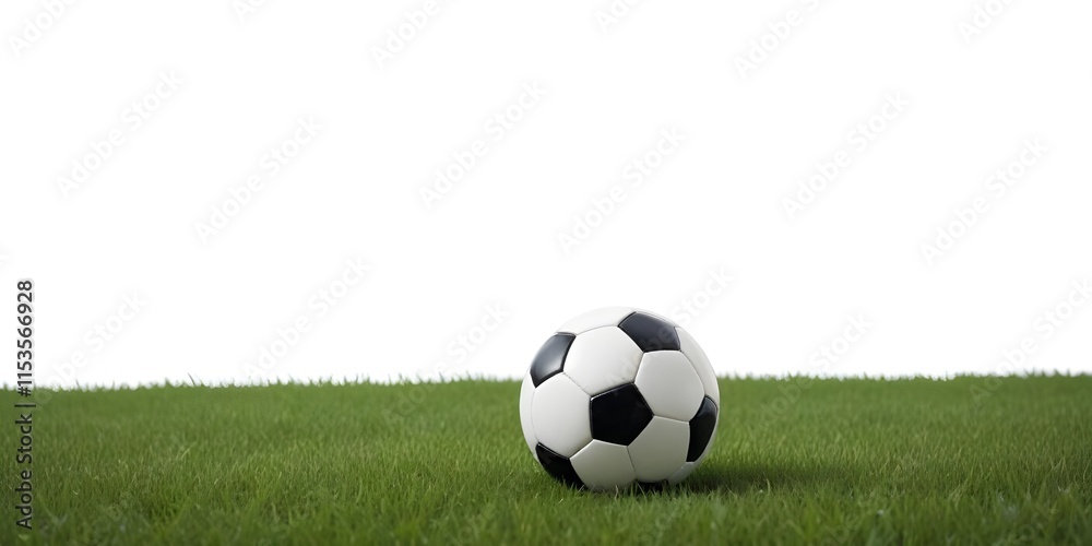 Fototapeta premium A black and white soccer ball on a grassy field