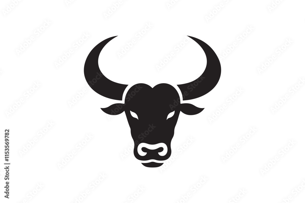 Naklejka premium Bold Bull Head Silhouette Logo Design