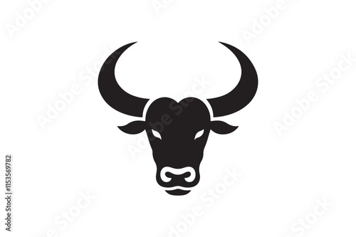 Bold Bull Head Silhouette Logo Design