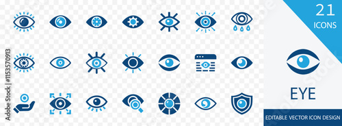 Eye solid icon set. containing isolated, cartoon, white,  vision, see, optical, eyeball and more vector design