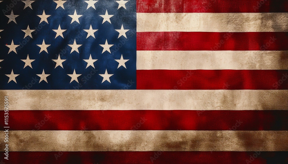 Fototapeta premium stars and stripes distressed american flag with textured material heritage