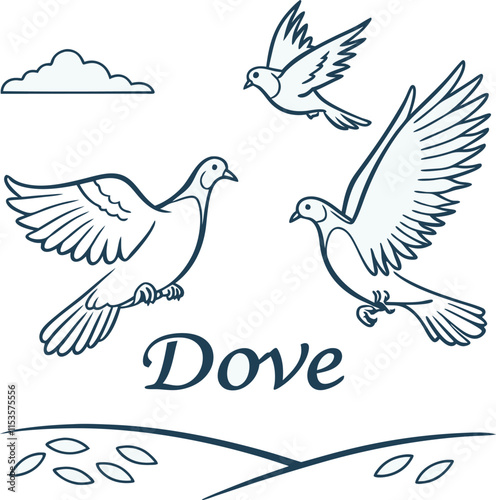Adobe Illustrator Artw Dove of Peace - Vector Illustration k