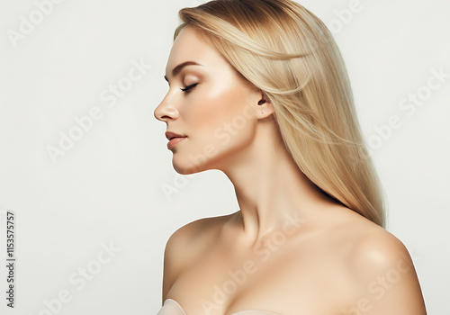 Naklejka 여성 모델 뷰티 화보 화장품 여자 메이크업 얼굴 모델