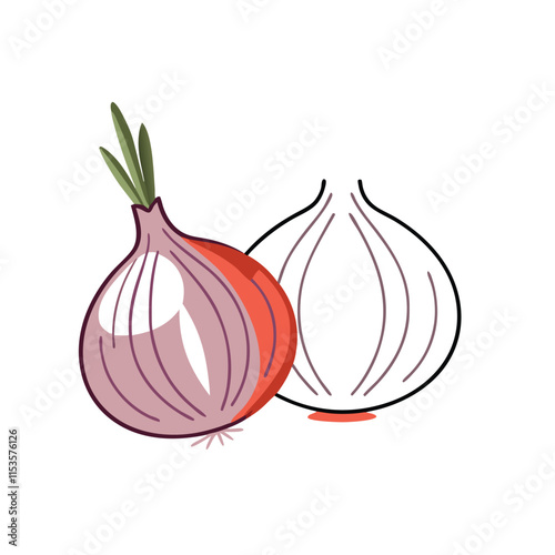 a digital illustration of two red onions