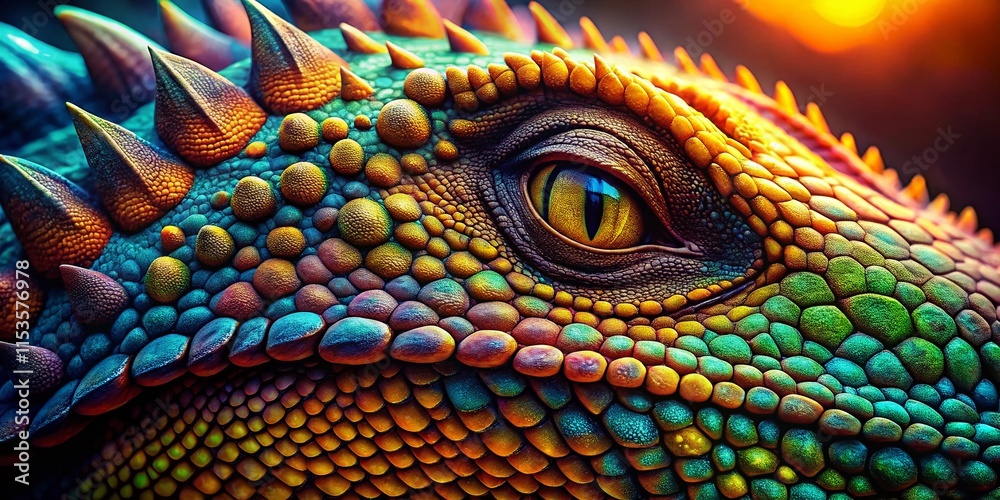 Fototapeta premium Prehistoric Dinosaur Macro Encounter: High-Detail Plain Background Wallpaper