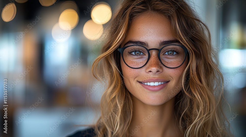 Radiant Woman in Stylish Glasses - A captivating portrait of a beautiful woman, showcasing a warm smile and sophisticated style. A perfect blend of elegance and modern charm. Radiant Woman in Stylish Glasses - A captivating portrait of a beautiful woman, showcasing a warm smile and sophisticated style. A perfect blend of elegance and modern charm.