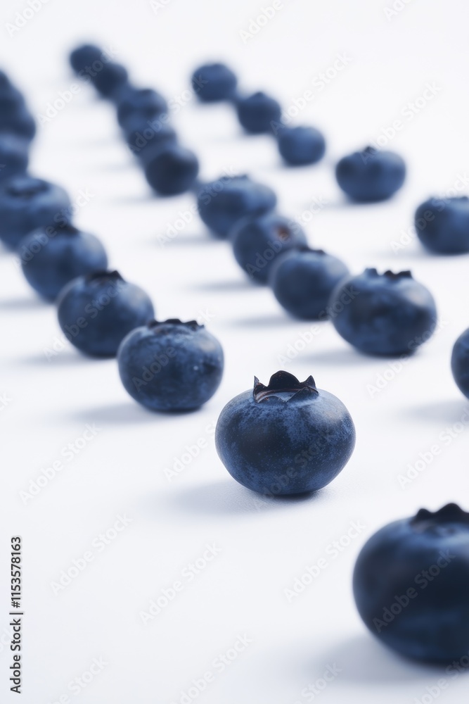 Fresh blueberries scattered naturally on a pure white background. Fresh blueberries scattered naturally on a pure white background.