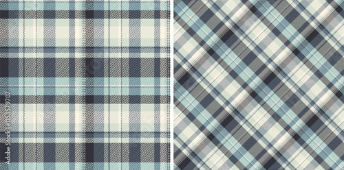 Check pattern vector of textile fabric tartan with a plaid seamless background texture. Set in stylish colors. Tablecloth design ideas.