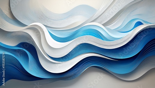 summary white and blue wavy traces on a light background