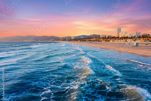Santa Monica Pier at Sunset , California