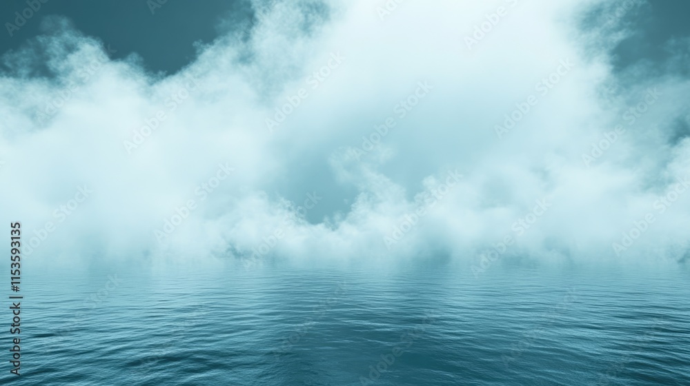 Tranquil Seascape with Mist and Soft Waves in Serene Atmosphere