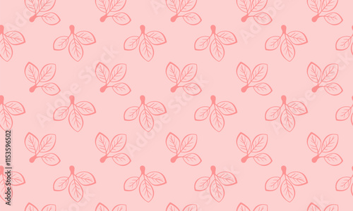 Hand drawn floral pattern vector design. Simple ornament with plant and leaf.