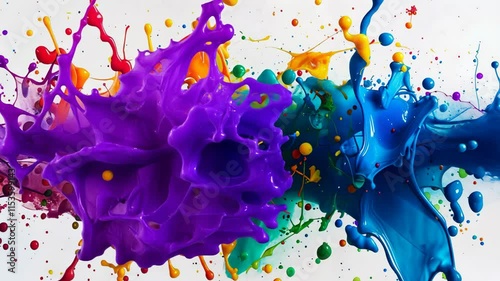 Vibrant Abstract Splash of Colorful Paint in Dynamic Movement and Energy photo