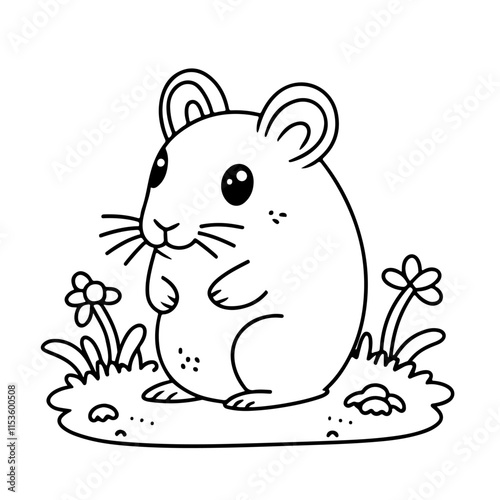 Line art of a Baby Vole