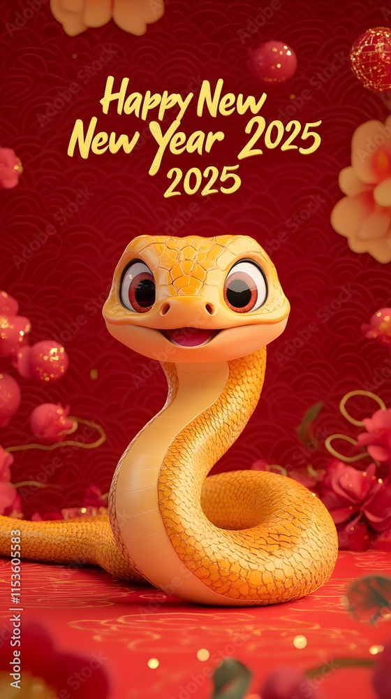 Fototapeta premium Happy New Year 2025 - Year of the Snake