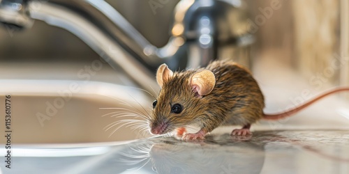 Mouse droppings, also known as mouse poop, can be found under a bathroom sink, highlighting the need for pest control and home repairs due to a potential mouse infestation. Addressing mouse feces is