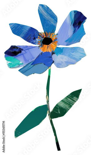 PNG Blue flowers paper cut illustration abstract petals. photo