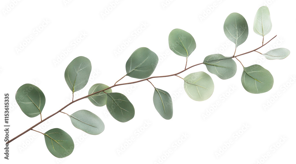 Obraz premium PNG Silver Dollar Eucalyptus branch minimalist eucalyptus leaves.