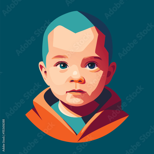 baby child vector illustration in cute cartoon style 
