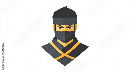 Sleek Ninja Icon Vector Isolated on Transparent Background for Creative Designs photo