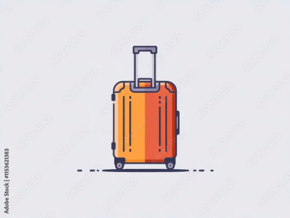 Orange Travel Suitcase with Handle on a Minimalist Background Orange Travel Suitcase with Handle on a Minimalist Background