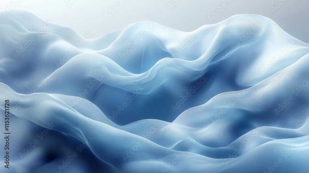 Obraz premium Abstract Soft Waves with Light Blue Curves. Generative AI