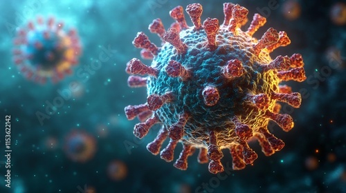 3D Render of a Coronavirus. Generative AI photo
