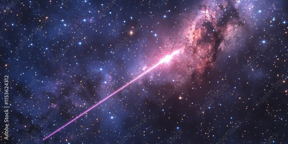Blush pink shooting star in the vast expanse of a galaxy, creating a stunning visual against the cosmic backdrop of space filled with stars. Blush pink shooting star in the vast expanse of a galaxy, creating a stunning visual against the cosmic backdrop of space filled with stars.
