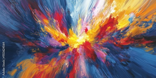 Wallpaper Mural A vivid explosion of colors in blue, yellow, red, and orange bursts forth, creating an energetic and lively display of vibrant hues. Torontodigital.ca