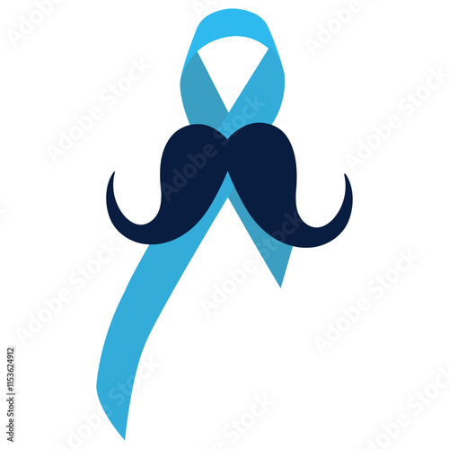 Prostate cancer awareness ribbon with moustaches. Movember Prostate Cancer Day.