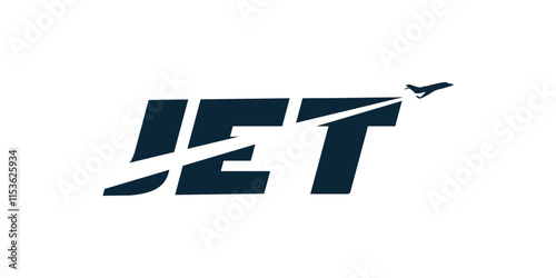 Simple Jet aircraft logo, jet plane trace cleavage logo