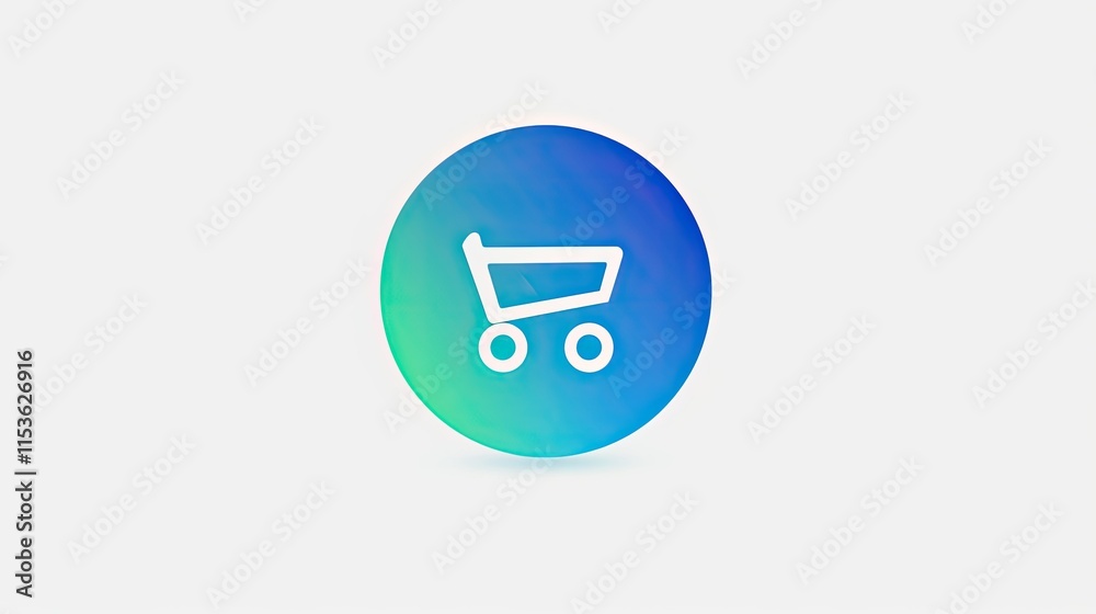 shopping cart icon in a circle with blue and green gradients on a white background shopping cart icon in a circle with blue and green gradients on a white background